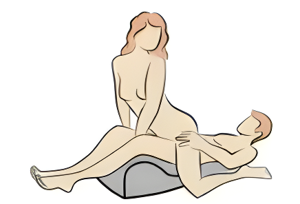 Reverse cowgirl position with the Alova pillow